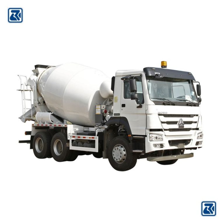 Front and side perspective of the SINOTRUK Howo 6X4 Concrete Mixer Truck, demonstrating the mixer's operational structure