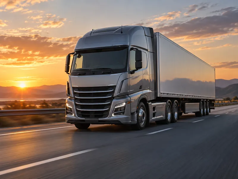 Heavy-duty tractor unit on a highway corridor, showing long-haul fuel-efficiency duty