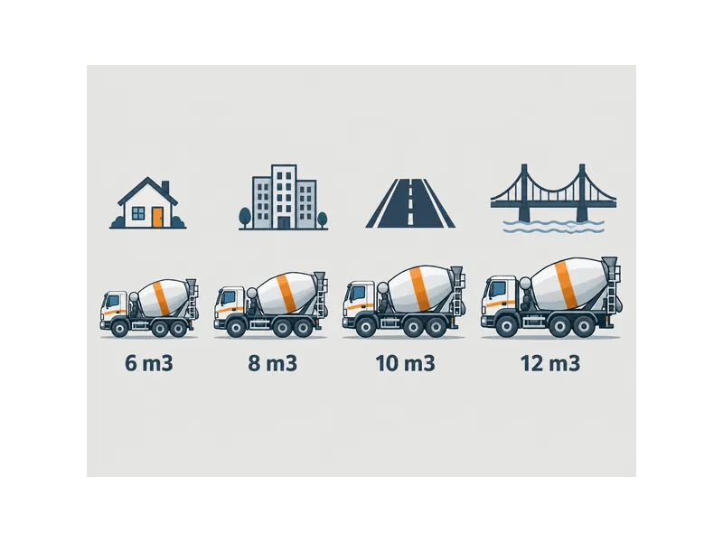 HOWO concrete mixer truck capacity options from 6 to 12 cubic meters matched to project size